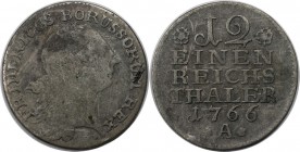 Altdeutsche Münzen und Medaillen, BRANDENBURG IN PREUSSEN. Friedrich II. (1740-1786). 1/12 Taler 1766 A, Berlin. KM 298. Sehr schön