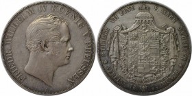 Altdeutsche Münzen und Medaillen, BRANDENBURG IN PREUSSEN. Friedrich Wilhelm IV. (1840-1861). Vereinsdoppeltaler 1844 A, Silber. Jaeger 74, Thun 258, ...