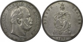 Altdeutsche Münzen und Medaillen, BRANDENBURG IN PREUSSEN. Wilhelm I. (1861-1888). Siegestaler 1871 A, Silber. KM 500, AKS 118, Kahnt 390. Stempelglan...