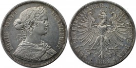 Altdeutsche Münzen und Medaillen, FRANKFURT - STADT. Doppeltaler 1861, Silber. AKS 4. Vorzüglich+, Kratzer