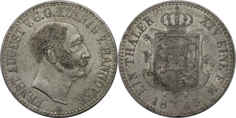 Altdeutsche Münzen und Medaillen, HANNOVER. Ernst August (1837-1851). Taler 1845...