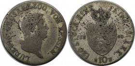 Altdeutsche Münzen und Medaillen, HESSEN - DARMSTADT. Ludwig I. (1806-1830). 10 Kreuzer 1808 RF, Silber. KM 271. Fast Sehr schön