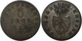 Altdeutsche Münzen und Medaillen, HESSEN - DARMSTADT. Ludwig I. (1806-1830). 6 Kreuzer 1820, Silber. KM 286. Schön