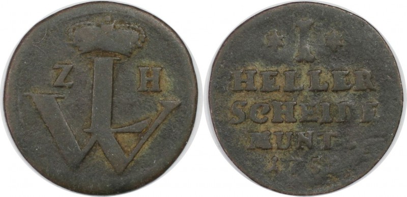 Altdeutsche Münzen und Medaillen, HESSEN - KASSEL. 1 Heller Scheidemüntz 1752 LW...