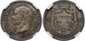 Altdeutsche Münzen und Medaillen, ISENBURG. Karl I. Pattern Dukat 1811, Silber. AKS-1, KM Pn5. NGC MS-62