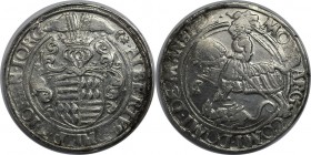 Altdeutsche Münzen und Medaillen, MANSFELD-EIGENTLICHE HINTERORT-LINIE. Albrecht VII., Philipp II. und Johann Georg I., 1541-1546. Taler 1542. Halbmon...