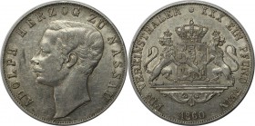 Altdeutsche Münzen und Medaillen, NASSAU. Adolph (1839-1866). Taler 1860, Vs: Kopf n.I. / Rs: Gekrontes Wappen mit 2 Lowen. Silber. KM 75, AKS 63, J. ...