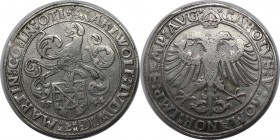 Altdeutsche Münzen und Medaillen, ÖTTINGEN, GRAFSCHAFT. Karl Wolfgang, Ludwig XV. und Martin, 1522-1549. Taler 1544, Titel Karl V. Silber. 28,71 g. Da...