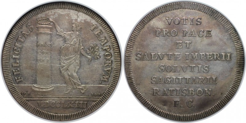 Altdeutsche Münzen und Medaillen, REGENSBURG. Taler 1763, Silber. Dav. 2620. NGC...