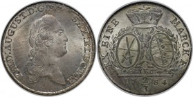 Altdeutsche Münzen und Medaillen, SACHSEN. Friedrich August III. 2/3 Taler 1784 IEC, Silber. KM 991. NGC MS-66