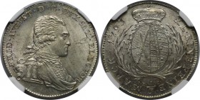 Altdeutsche Münzen und Medaillen, SACHSEN. Friedrich August III. 1/3 Taler (1/2 Gulden) 1793 IEC, Dresden. Silber. KM 1024. NGC MS 65