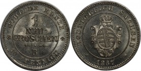 Altdeutsche Münzen und Medaillen, SACHSEN. Johann (1854-1873). 1 Neugroschen 1867 B. Billon. KM #1219. AKS 147. Stempelglanz