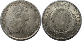 Altdeutsche Münzen und Medaillen, SACHSEN - ALBERTINE. Friedrich August III. (1763-1806). 1 Taler 1802 IEC, Silber. Dav. 850. Vorzüglich