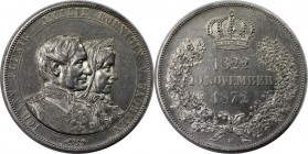 Altdeutsche Münzen und Medaillen, SACHSEN-ALBERTINE. Johann (1854-1873). Doppeltaler 1872 B, auf die Goldene Hochzeit. KM 1231. Vorzüglich