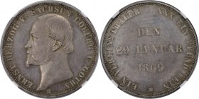 Altdeutsche Münzen und Medaillen, SACHSEN - COBURG - GOTHA. Ernst II (1844-1893). Taler 1869 B, Dresden, Silber. KM C122. NGC MS-64