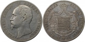 Altdeutsche Münzen und Medaillen, SACHSEN - MEININGEN. Bernhard Erich Freund (1803-1866). Taler 1866, Vs: kopf n.I. / Rev: Wappenschild auf gekrontem ...