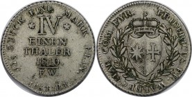Altdeutsche Münzen und Medaillen, WALDECK. Friedrich (1763-1812). 1/4 Taler 1810 FW, Silber. J. 7a, AKS 3. Sehr schön. Zainende
