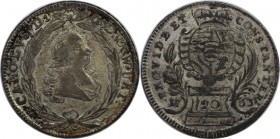 Altdeutsche Münzen und Medaillen, WÜRTTEMBERG. Karl Eugen (1744-1793). 20 Kreuzer 1763, Silber. 6.58 g. Schön 122. Sehr schön+, feine Patina