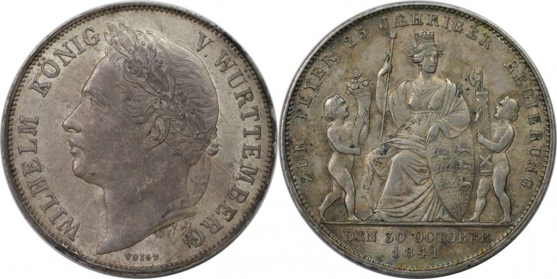 Altdeutsche Münzen und Medaillen, WÜRTTEMBERG. Wilhelm I. (1816-1864). Gulden 18...