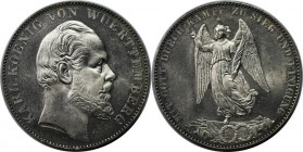 Altdeutsche Münzen und Medaillen, WÜRTTEMBERG. Karl (1864-1891). Siegestaler 1871, zum Sieg über Frankreich. Silber. AKS 132. Stempelglanz