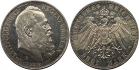 Deutsche Münzen und Medaillen ab 1871, REICHSSILBERMÜNZEN, Bayern. Prinzregent Luitpold (1886-1912). Zum 90-jähr. Geb. m. Lebensdaten. 3 Mark 1911 D. ...