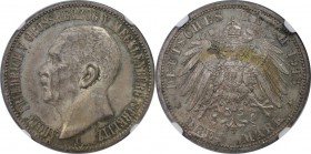 Deutsche Münzen und Medaillen ab 1871, REICHSSILBERMÜNZEN, Mecklenburg-Schwerin. Adolf Friedrich V. (1904-1914). 3 Mark 1913 A, Silber. Jaeger 92. Ste...