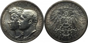 Deutsche Münzen und Medaillen ab 1871, REICHSSILBERMÜNZEN, Sachsen-Weimar-Eisenach, Wilhelm Ernst (1901-1918). Hochzeit mit Herz. Feodora. 3 Mark 1910...
