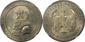 Deutsche Münzen und Medaillen ab 1871, REICHSSILBERMÜNZEN. 450 Jahre Universität Tübingen. 5 Mark 1927 F, Silber. Jaeger 329. NGC MS-63