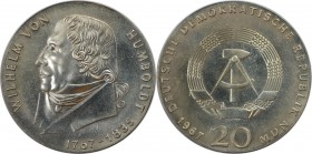 Deutsche Münzen und Medaillen ab 1945, Deutsche Demokratische Republik bis 1990. Zum 200. Geburtstag von Wilhelm von Humboldt. 20 Mark 1967, Silber. J...