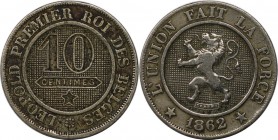 Europäische Münzen und Medaillen, Belgien / Belgium. Leopold I (1830-1865). 10 Centimes 1862, Kupfer-Nickel. KM 22. Sehr schön