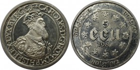 Europäische Münzen und Medaillen, Belgien / Belgium. Karl V. 5 Ecu 1987, Silber. 23 g. 38 mm. KM 166. Stempelglanz