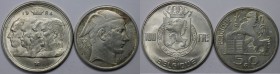 Europäische Münzen und Medaillen, Belgien / Belgium, Lots und Sammlungen. 50 Francs 1949 (KM 136.1), 100 Francs 1954 9KM 138.1). Set von 2 Stück, Silb...