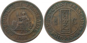Europäische Münzen und Medaillen, Frankreich / France. Französisch Indochina. 1 Cent 1886 A, Paris, Bronze. KM 1. Fast Vorzüglich