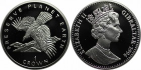 Europäische Münzen und Medaillen, Gibraltar. Spanischer Adler. 1 Crown 1994, Silber. 0.84 OZ. KM 241a. Polierte Platte.