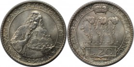 Europäische Münzen und Medaillen, San Marino. 20 Lire 1936 R, Silber. KM 11. Stempelglanz