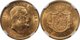 Europäische Münzen und Medaillen, Schweden / Sweden. Oscar II. 10 Kronor 1901 EB, Gold. KM 767. NGC MS-65