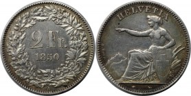Europäische Münzen und Medaillen, Schweiz / Switzerland. 2 Franken 1850 A, Helvetia. Silber. KM 10. Sehr schön-vorzüglich