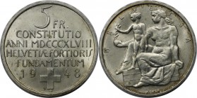 Europäische Münzen und Medaillen, Schweiz / Switzerland. 100 Jahre Bundesverfassung. 5 Franken 1948 B, Silber. KM 48. Stempelglanz