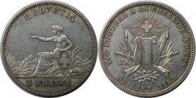 Europäische Münzen und Medaillen, Schweiz / Switzerland. 5 Francs 1863, Silber. KM X# S7. Vorzüglich