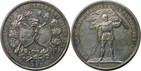 Europäische Münzen und Medaillen, Schweiz / Switzerland. 5 Franken / Schützentaler 1869, auf das Schützenfest in Zug. Silber. KM X# S10. Fast Stempelg...