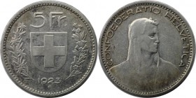 Europäische Münzen und Medaillen, Schweiz / Switzerland. 5 Franken 1923 B, Silber. KM 37. Sehr schön+