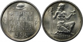 Europäische Münzen und Medaillen, Schweiz / Switzerland. "Wehranleihe". 5 Franken 1936 B, Silber. KM 41. Stempelglanz