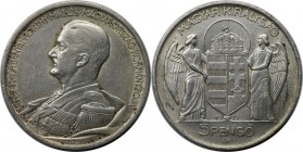 Europäische Münzen und Medaillen, Ungarn / Hungary. Admiral Miklos Horthy. 5 Pengö 1939, Silber. KM 517. Vorzüglich-stempelglanz
