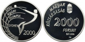 Europäische Münzen und Medaillen, Ungarn / Hungary. Olympiade Sydney - Hammerwerfen. 2000 Forint 1999, Silber. 0.59 OZ. KM 744. Polierte Platte