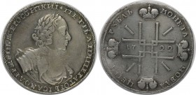 Russische Münzen und Medaillen, Peter I. (1699-1725). Rubel 1722, Silber. Sehr schön