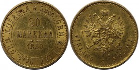 Russische Münzen und Medaillen, Alexander II (1854-1881), Finnland. 20 Markkaa 1880 S, Gold. 6.44 g. Bitkin 613 (R1). Vorzüglich