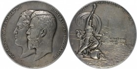 Russische Münzen und Medaillen, Nikolaus II (1894-1918). Nikolaus II. und Alexander I. 100 Jahre Seefahrtministerium. Gedenkmedaille 1902, Silber. 133...