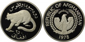 Weltmünzen und Medaillen, Afghanistan. Schneeleopard. 250 Afghanis 1987, Silber. 0.85 OZ. KM 978. Polierte Platte