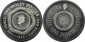 Weltmünzen und Medaillen, Australien / Australia. Holey Dollar & Dump. 1 Dollar 1988, Silber. Polierle Platte