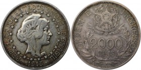 Weltmünzen und Medaillen, Brasilien / Brazil. 2000 Reis 1913, Silber. 0.58 OZ. KM 511. Sehr schön
